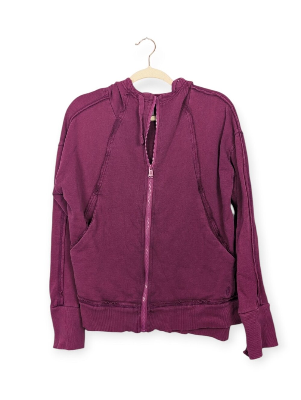 Free People FP Movement Jacket S Magenta Disco Only One Hooded Zip Up Sweatshirt